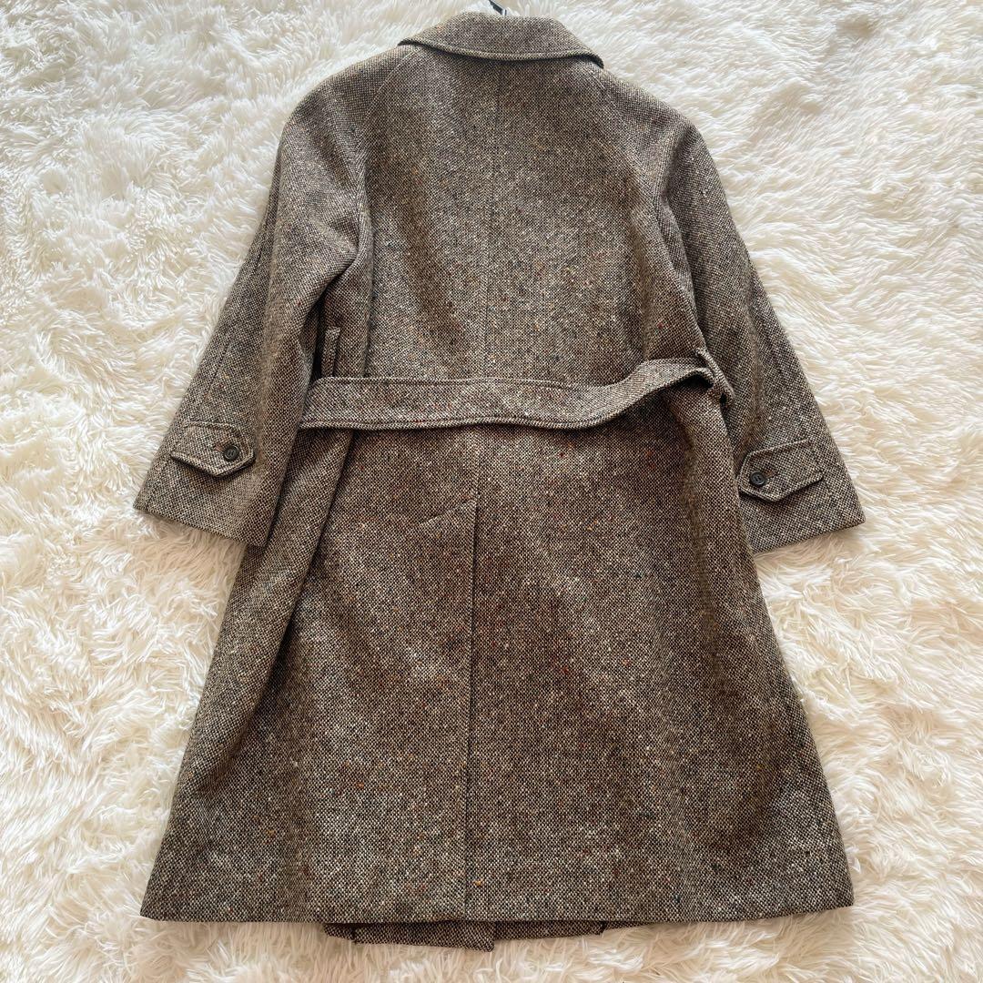 極美品　バーバリー　アイリッシュツイード　ステンカラーコート　ベルト　イギリス製