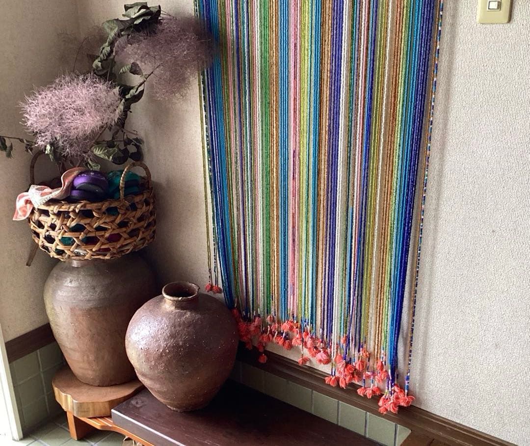 A1019 大正浪漫 昭和レトロ ガラスビーズ￼ のれん 簾 タペストリー