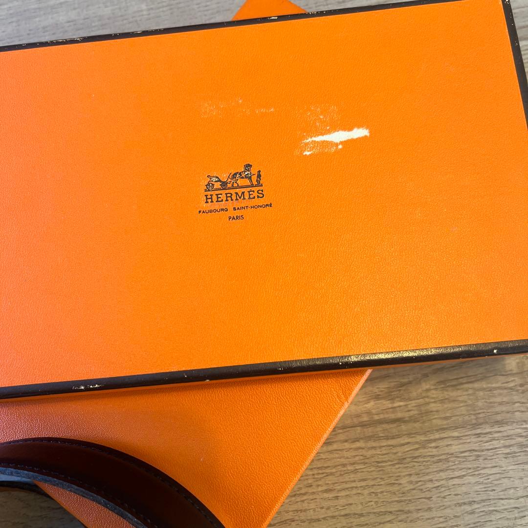 【美品】エルメス ベルト コンスタンス リバーシブル 黒 シルバー 65