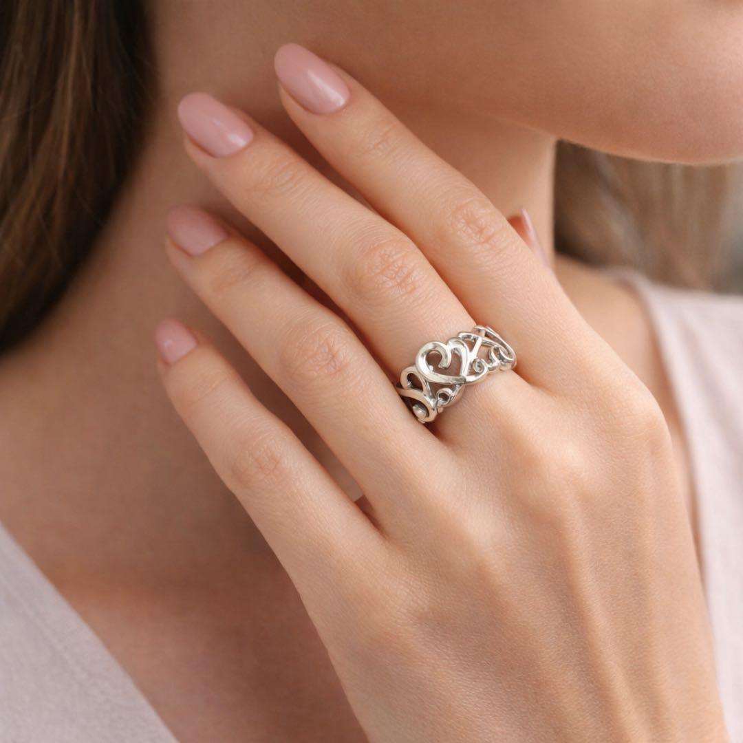 正規品)ティファニー トリプルラビングハートリング 11号 シルバー