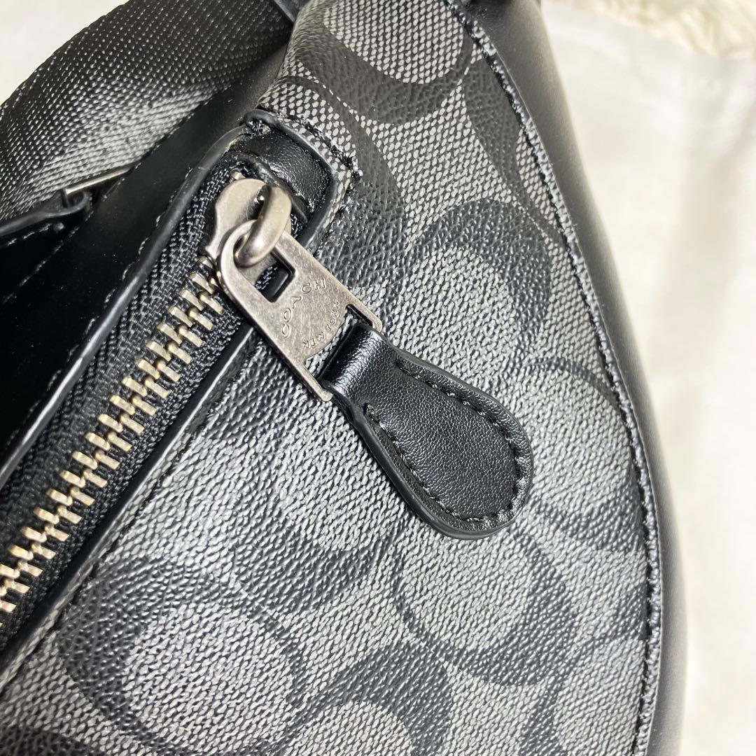 COACH＊ウエストバッグ シグネチャー チャコールレザー