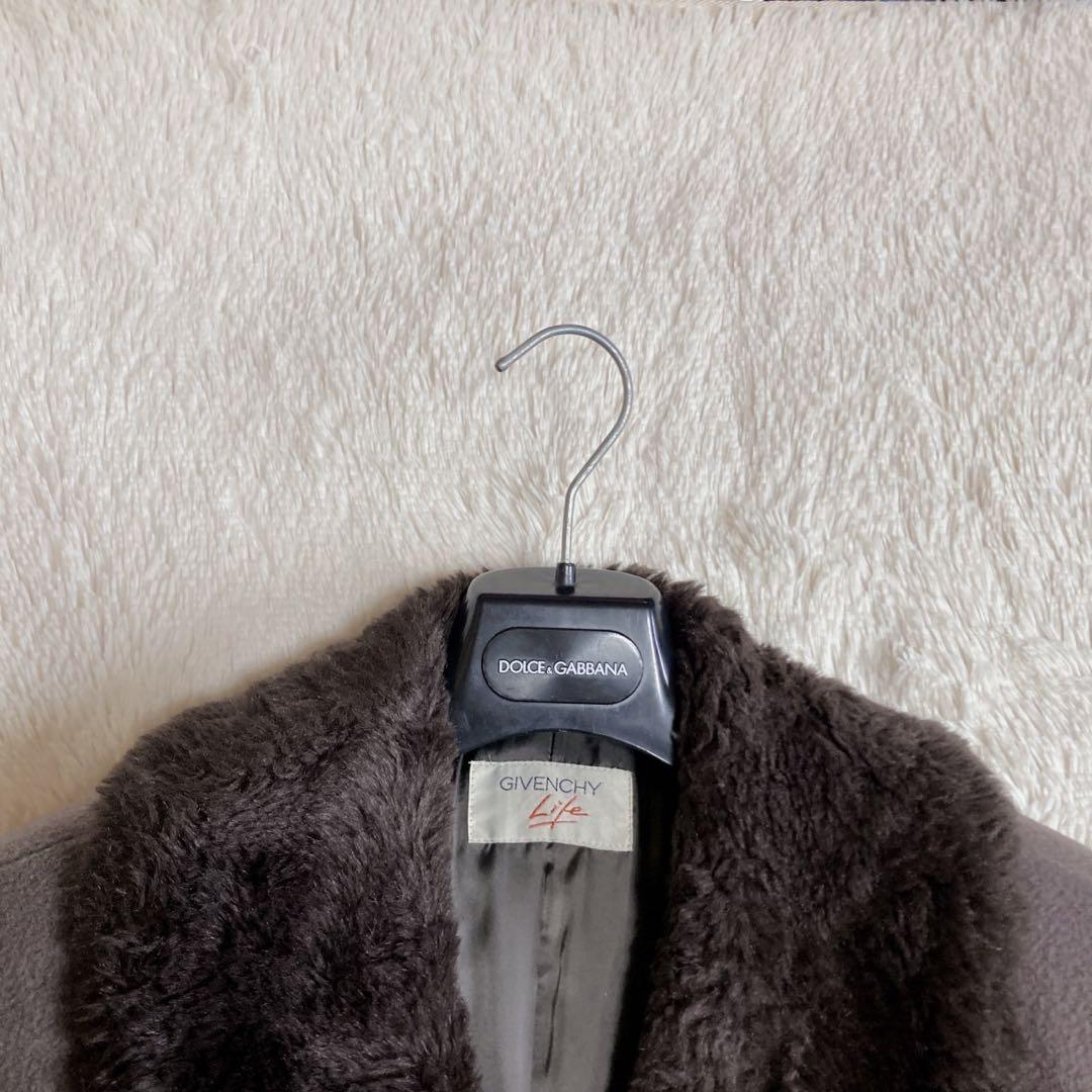 GIVENCHY ジバンシー くるみボタン ファー ウール ロングコート
