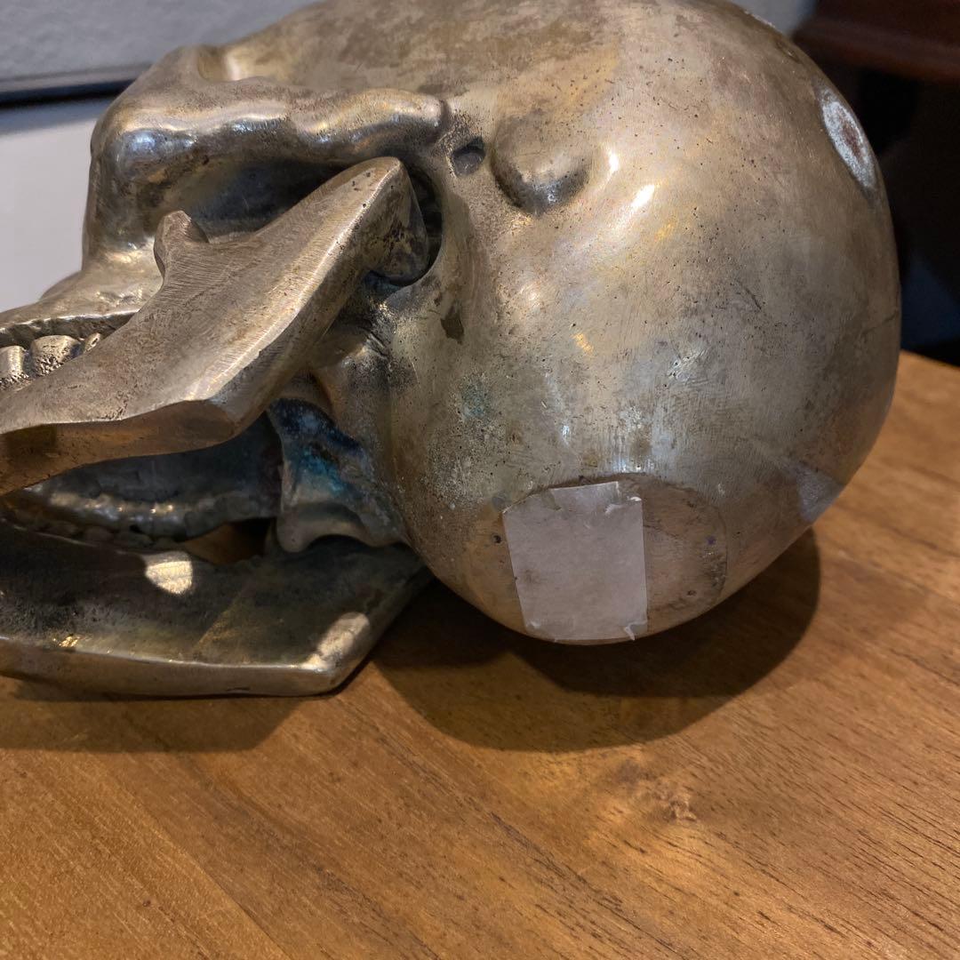 重厚感！！髑髏　ドクロ　インテリア　オブジェ　置物　シルバー　真鍮　鉛