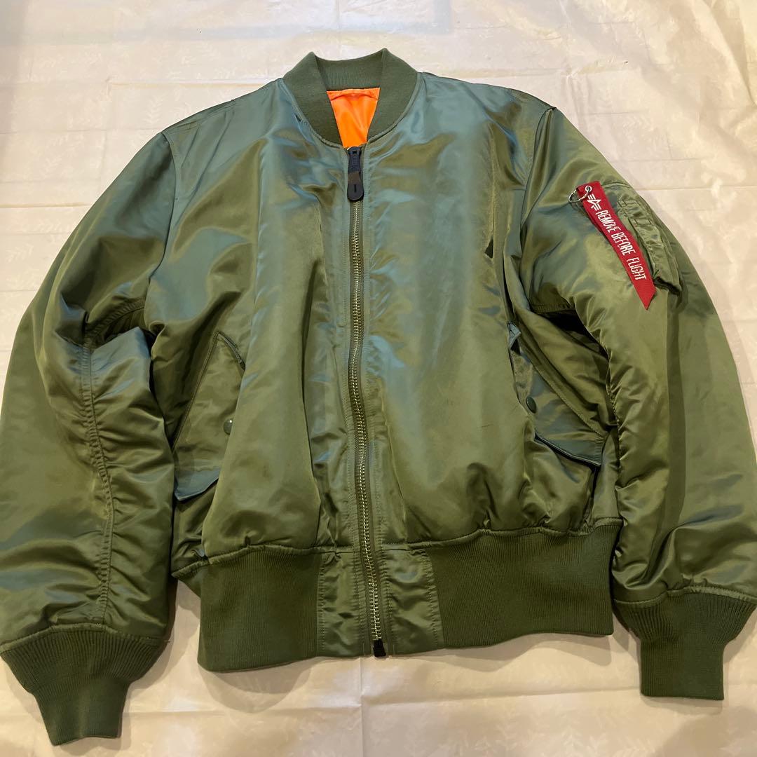 極美品】アルファインダストリーズ MA-1 XL オリーブグリーン カーキ