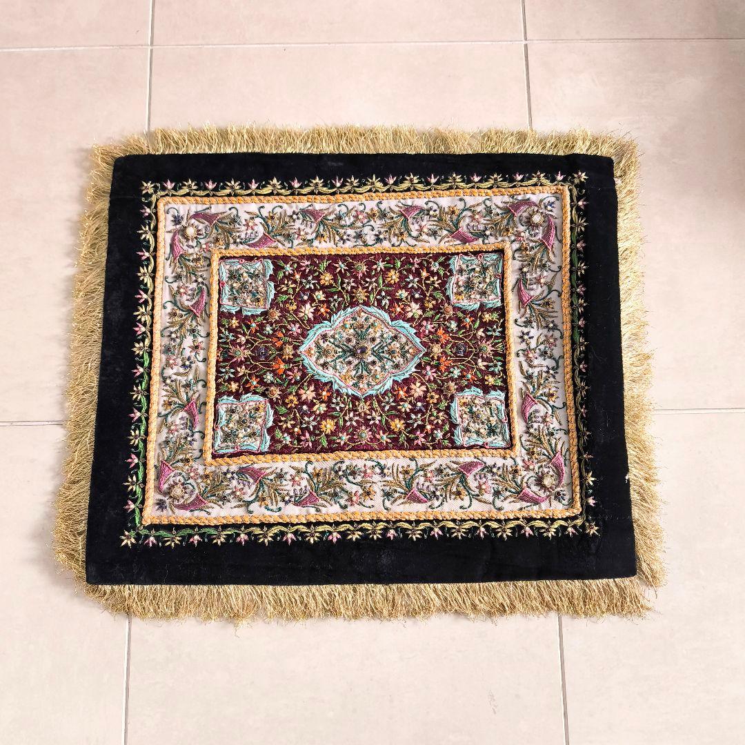 フランス　ヴィンテージ　ビジュー　刺繍　ランチョン　マット　タペストリー