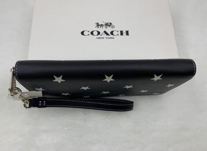 新品未使用コーチ長財布スター星ブラックレディースメンズ送料無料即日発送