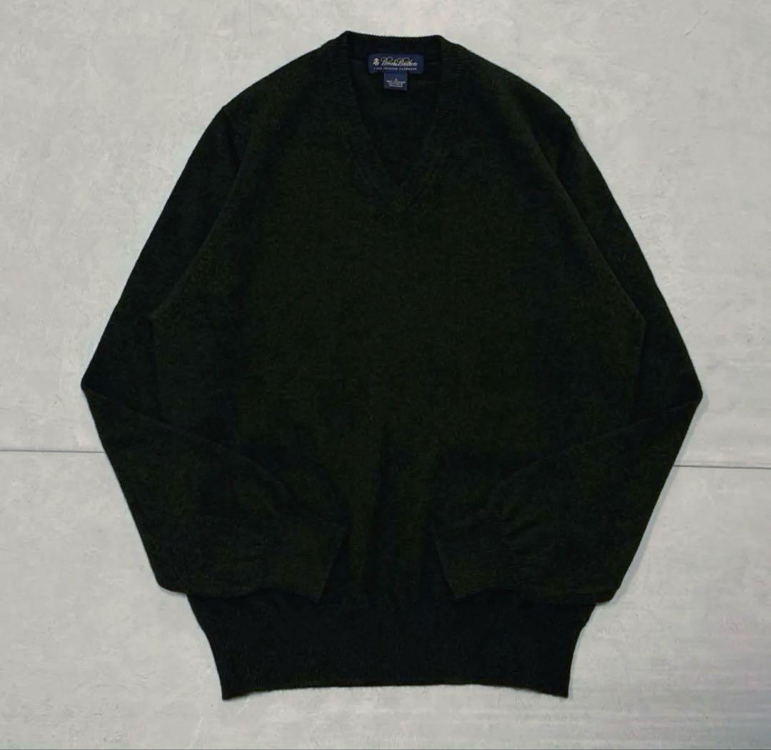 希少美品ブルックスブラザーズ カシミアVネックニット オリーブ