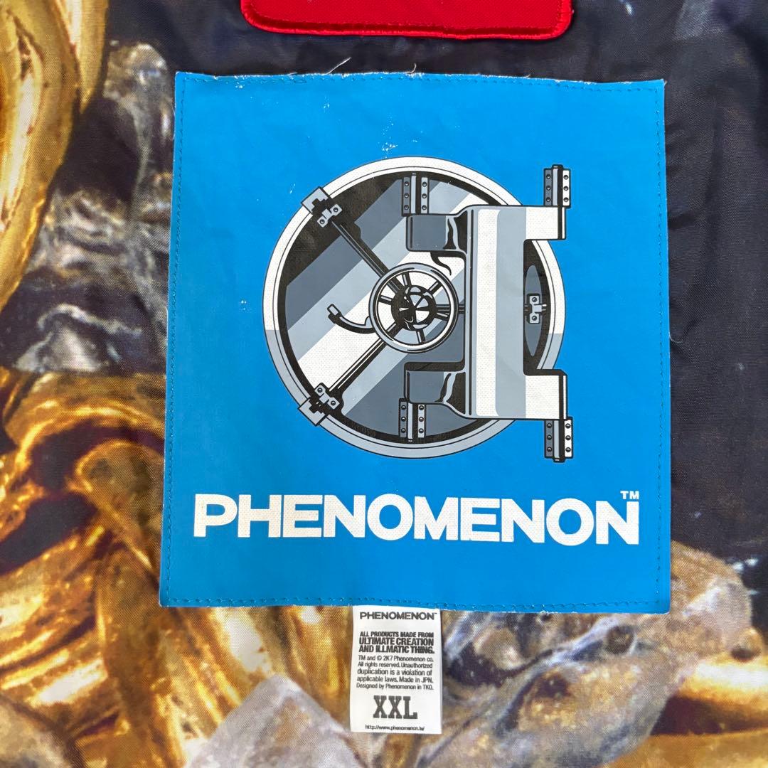 フェノメノン 袖レザー 総柄スタジャン ジャケット ビッグサイズ