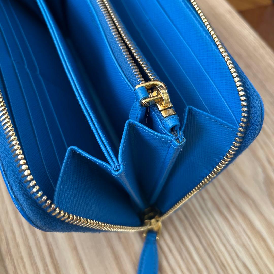 PRADA サフィアーノ 長財布 ラウンドファスナー ブルー 正規品