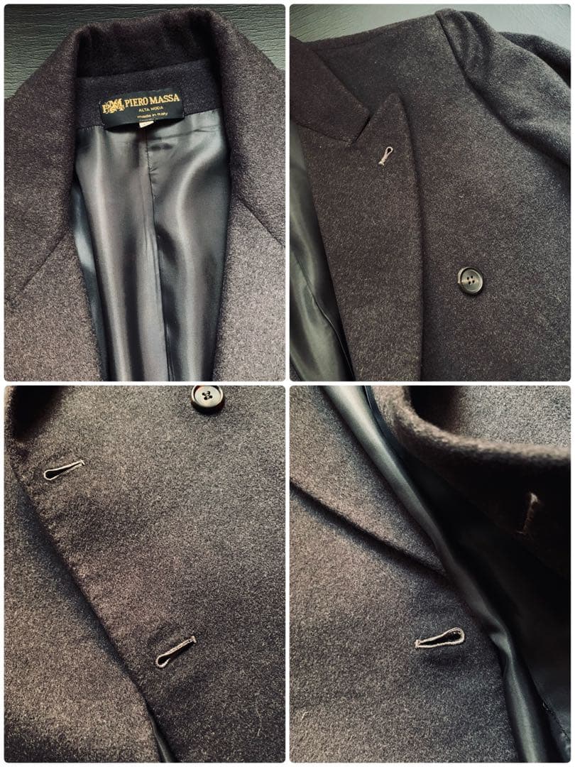 PIERO MASSA. ヴィンテージ クラシックカシミアコート 伊製 茶 ピュア