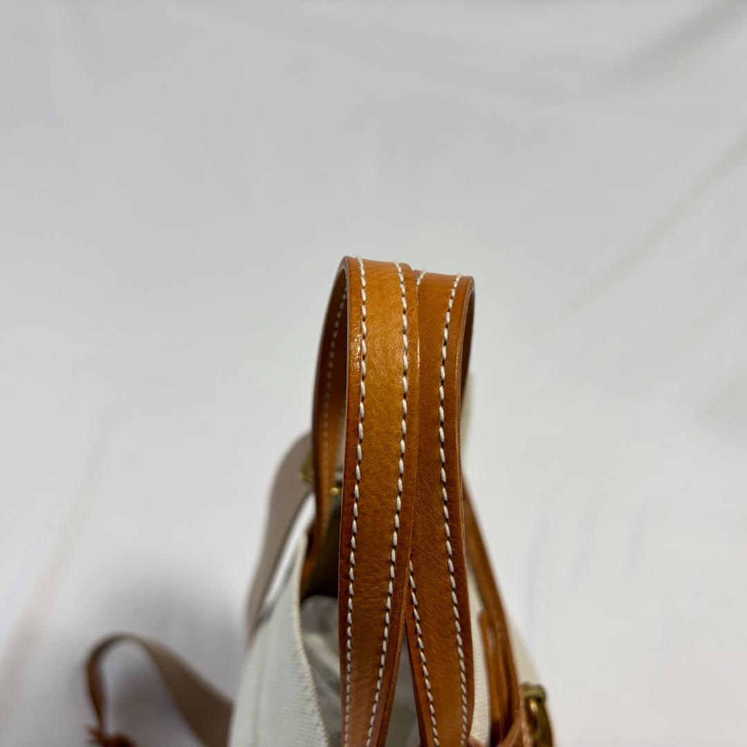 極美品 ゲンテン ピアンタ リュック アイボリー キャンバス レザー お洒落