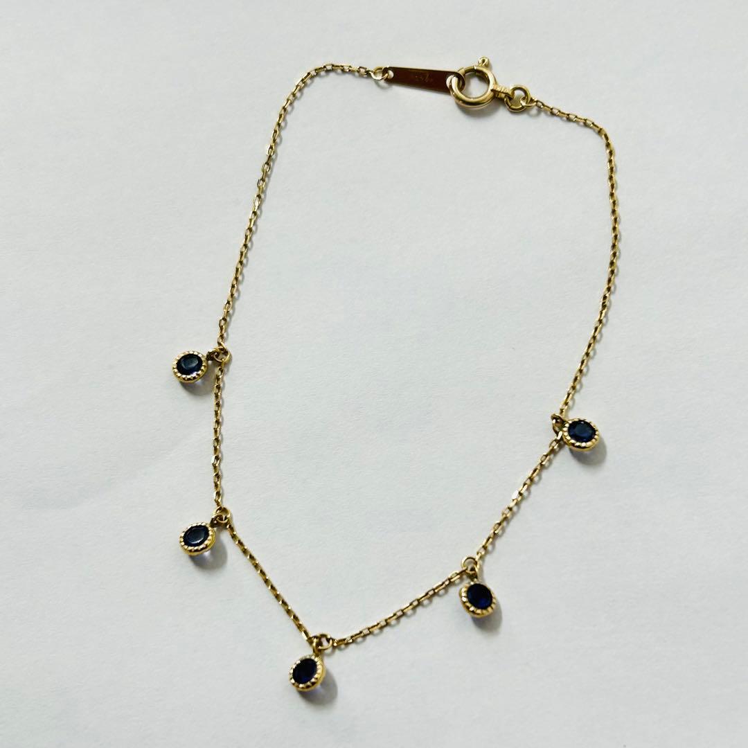 アガット agete K10 10金 ブレスレット サファイア 5石