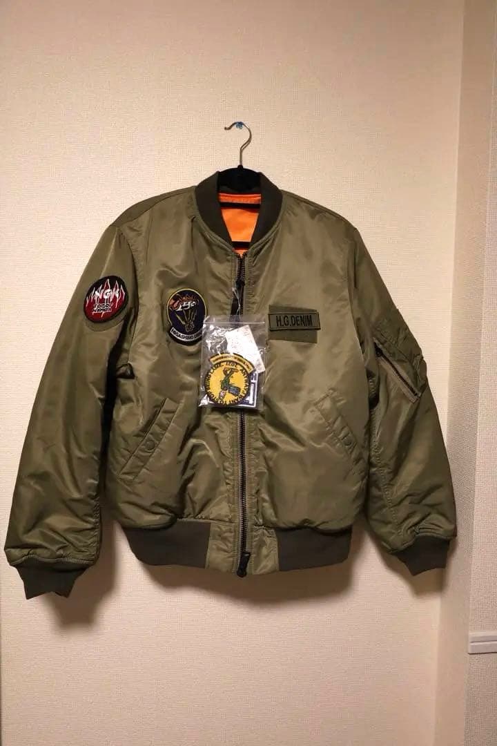 【新品タグ付】HIGASHINO DENIM MA-1 カーキ M