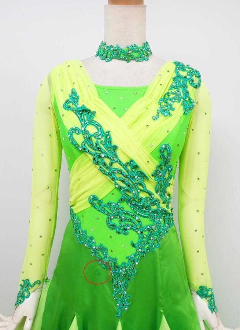 maru様 B1210☆【パスタイム】日本製☆黄緑/スワロ/スタンダードドレス