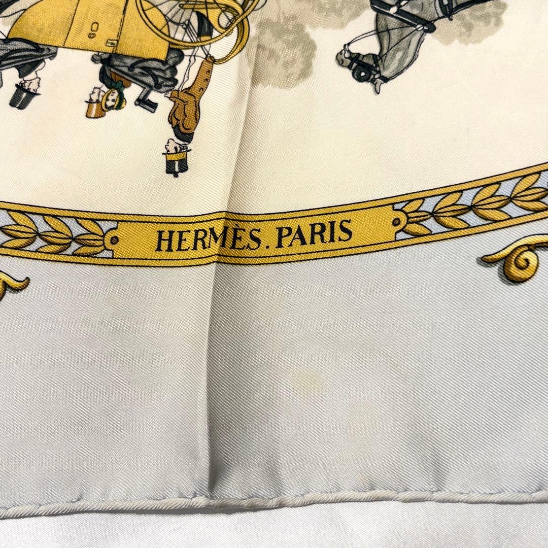 エルメス スカーフ カレ90 フィリップ・ルドゥック 馬車 ゴールド系