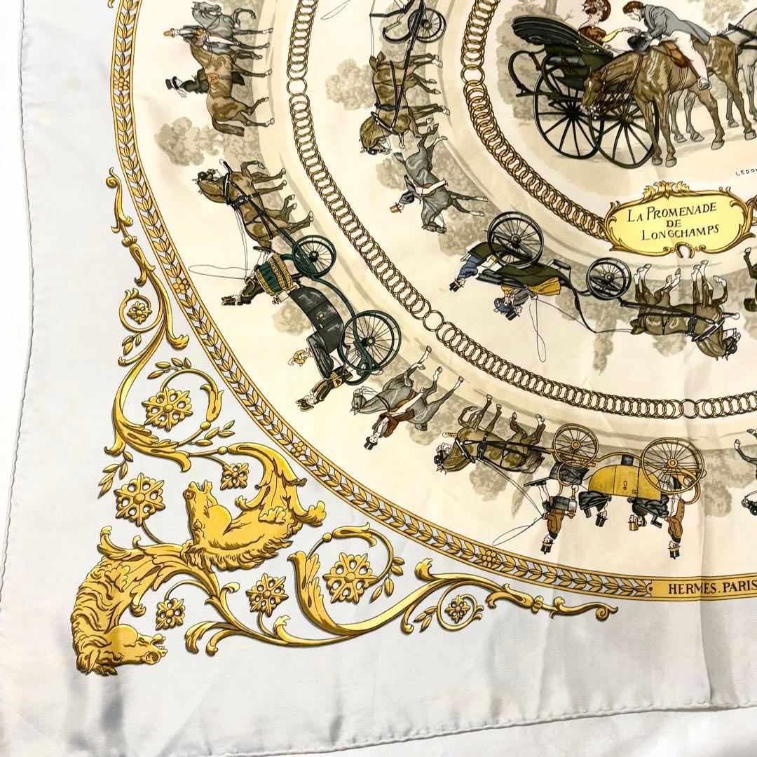 エルメス スカーフ カレ90 フィリップ・ルドゥック 馬車 ゴールド系