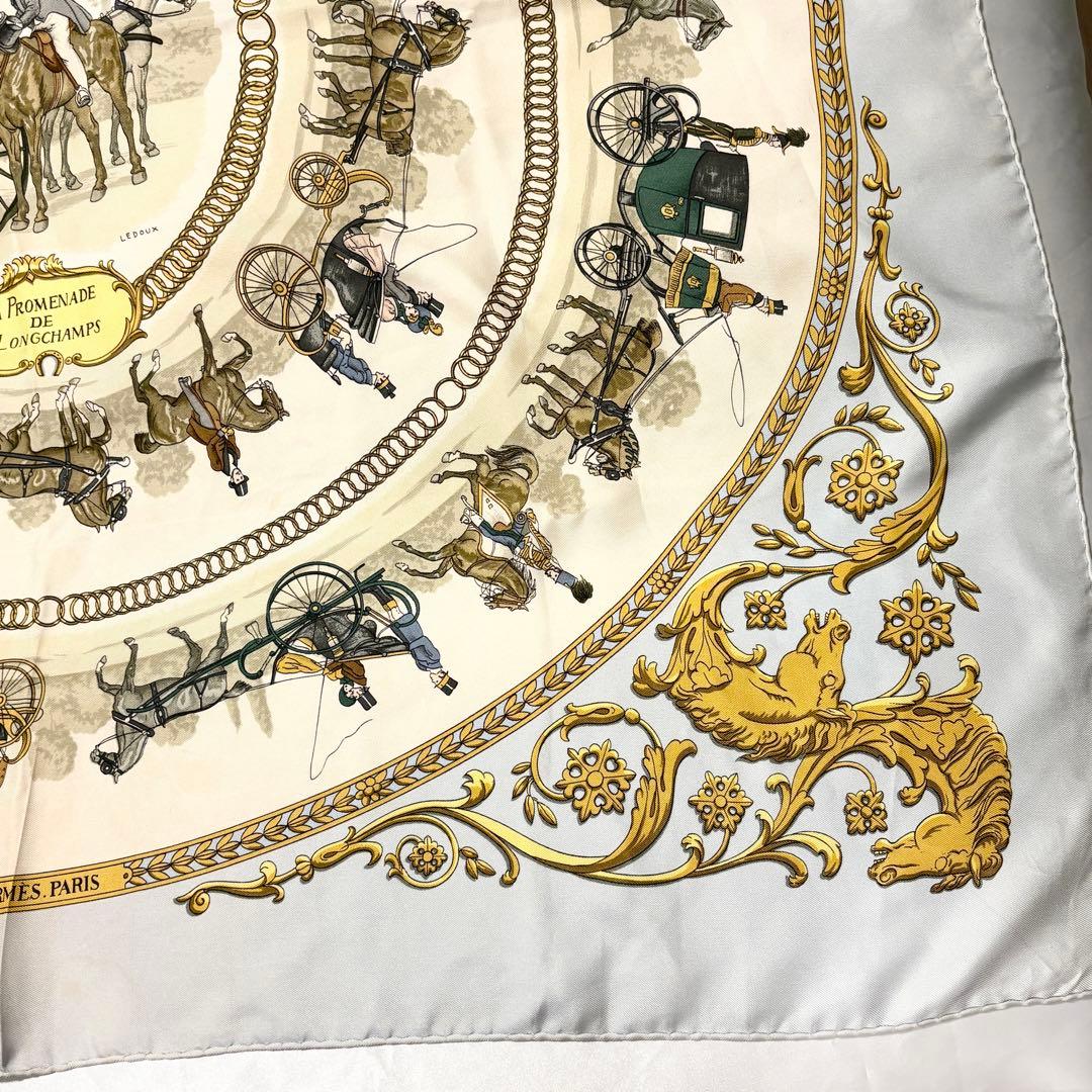 エルメス スカーフ カレ90 フィリップ・ルドゥック 馬車 ゴールド系