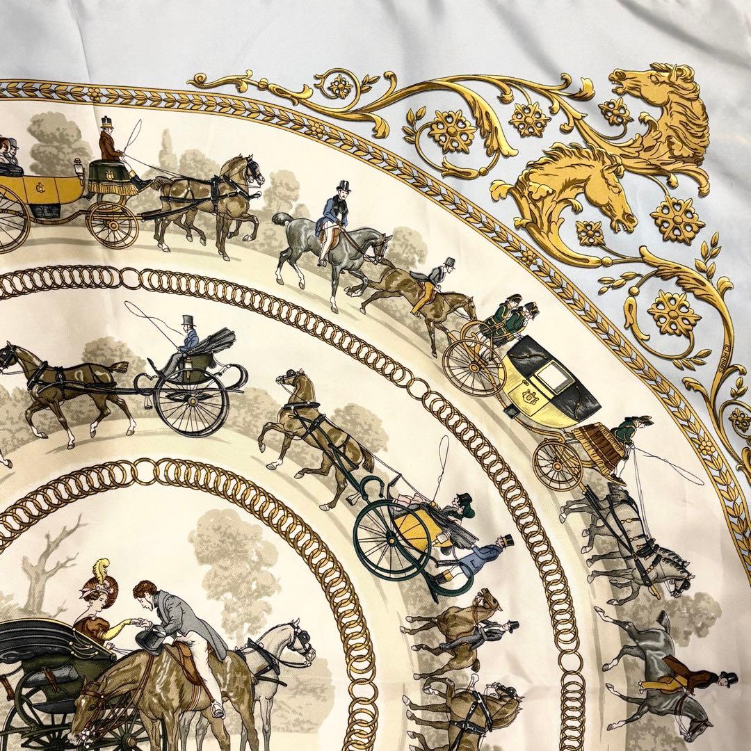 エルメス スカーフ カレ90 フィリップ・ルドゥック 馬車 ゴールド系