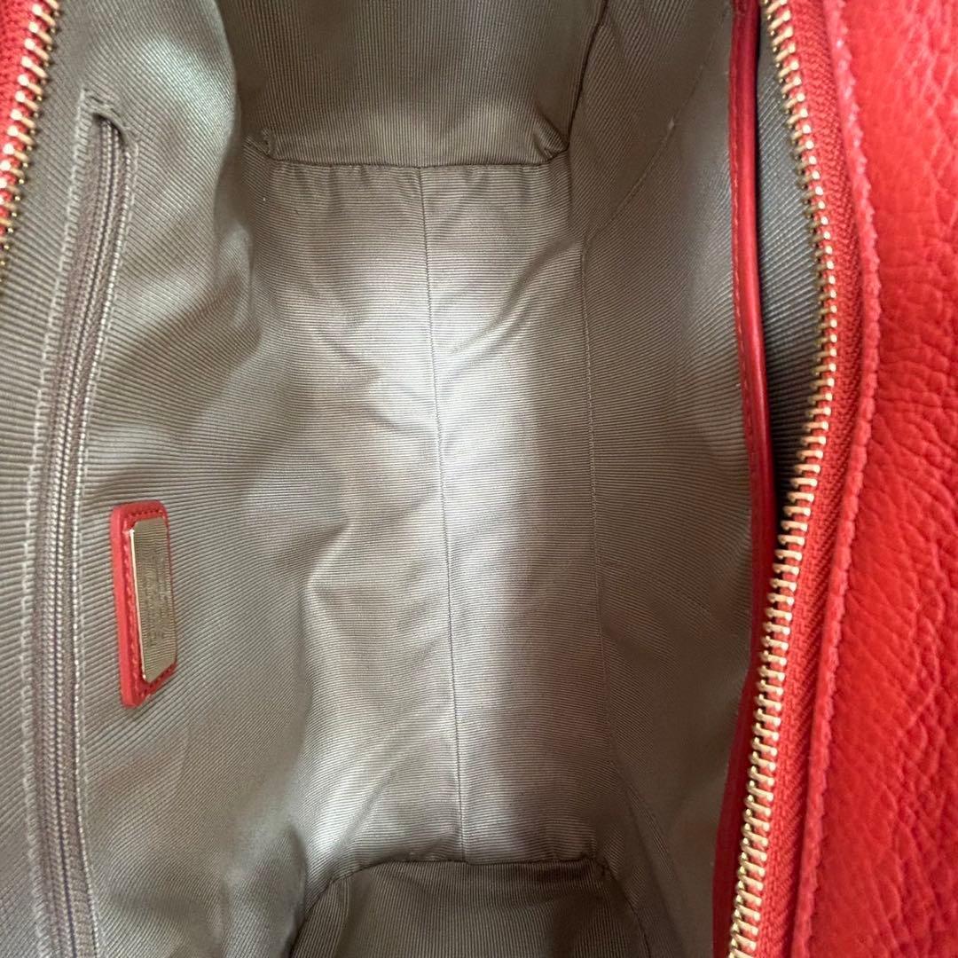 【未使用品/保存袋付】フルラ カレッジ トートバッグ レザー 赤 A4可 手提げ