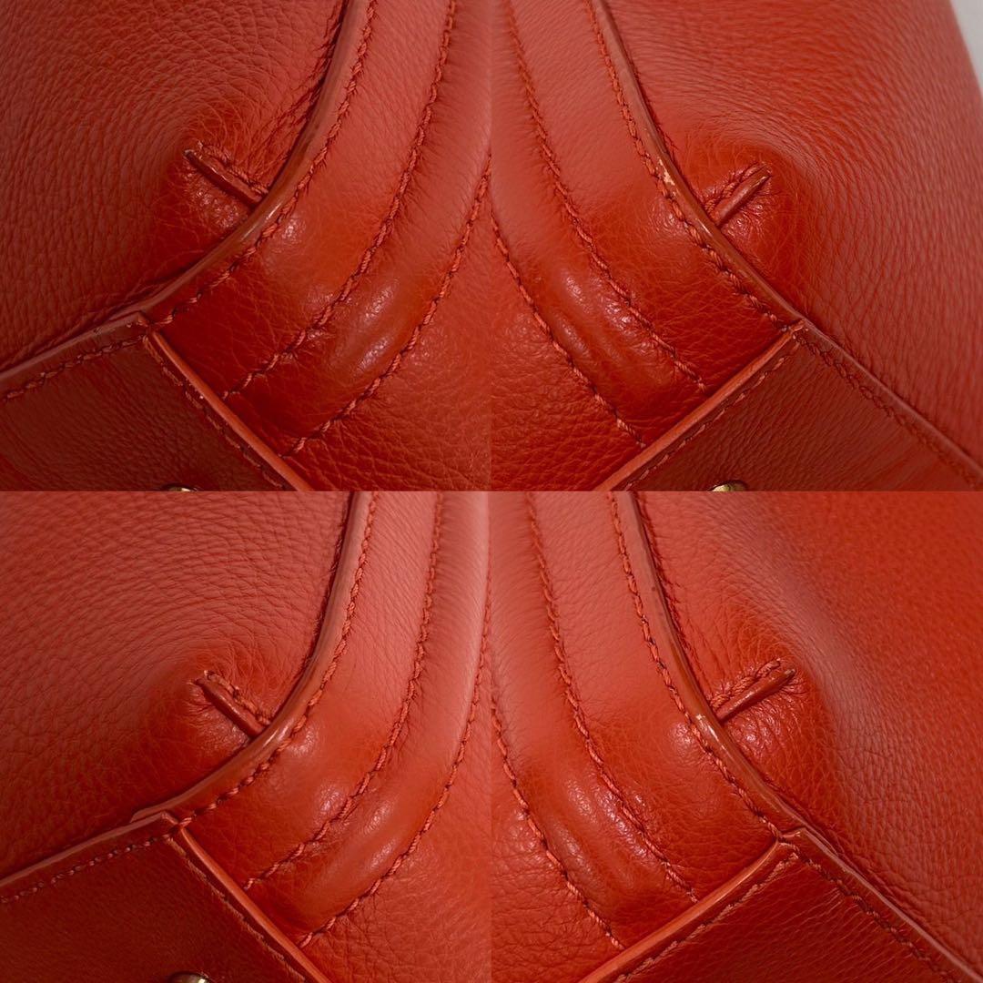 【未使用品/保存袋付】フルラ カレッジ トートバッグ レザー 赤 A4可 手提げ