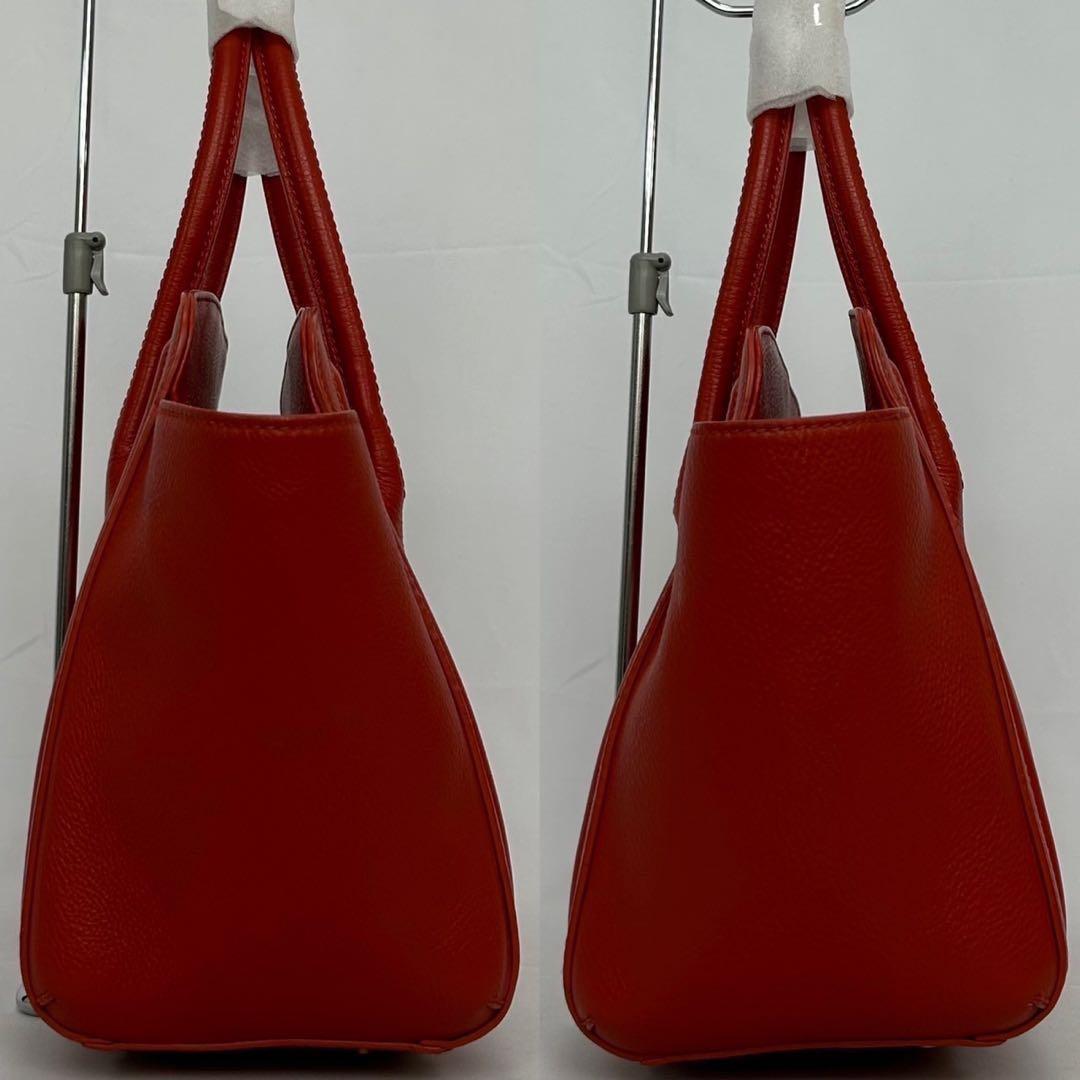 【未使用品/保存袋付】フルラ カレッジ トートバッグ レザー 赤 A4可 手提げ