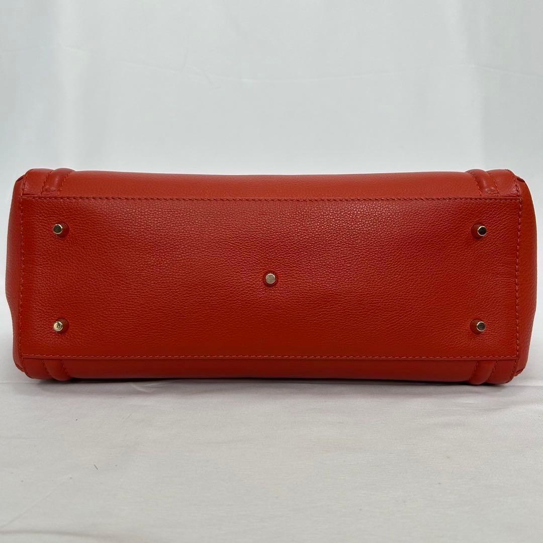 【未使用品/保存袋付】フルラ カレッジ トートバッグ レザー 赤 A4可 手提げ