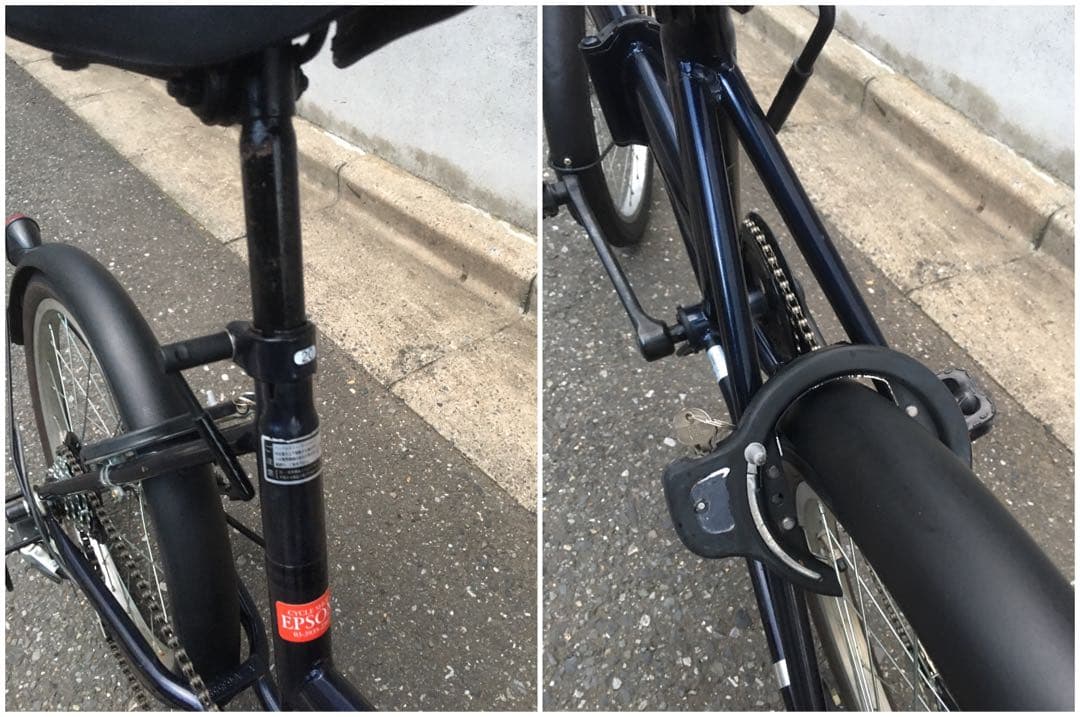 折り畳み自転車 整備済み 20インチ 自転車 チャリ ギヤ 6段 美品 黒 系