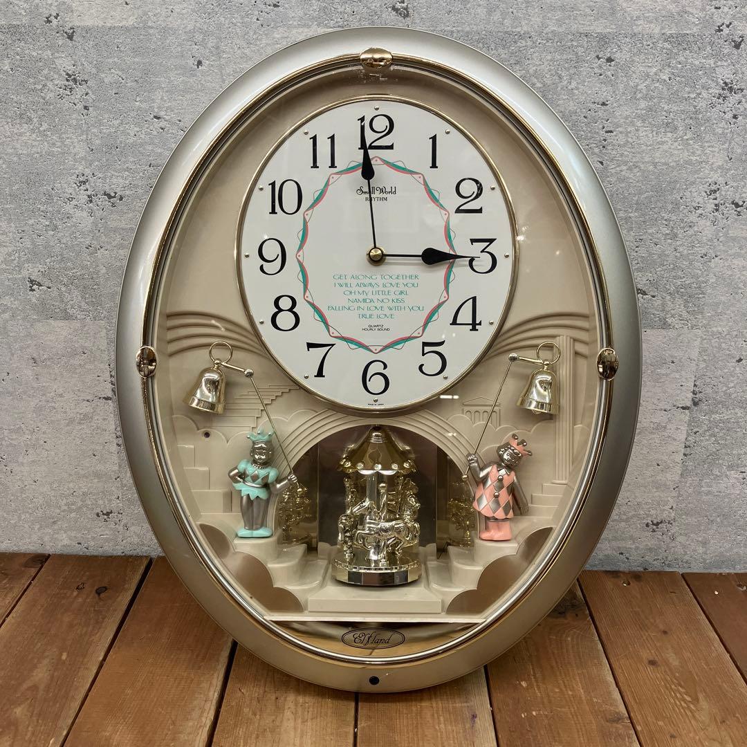 ジャンク品 スモールワールド リズム時計 4MH710 からくり時計 壁掛け