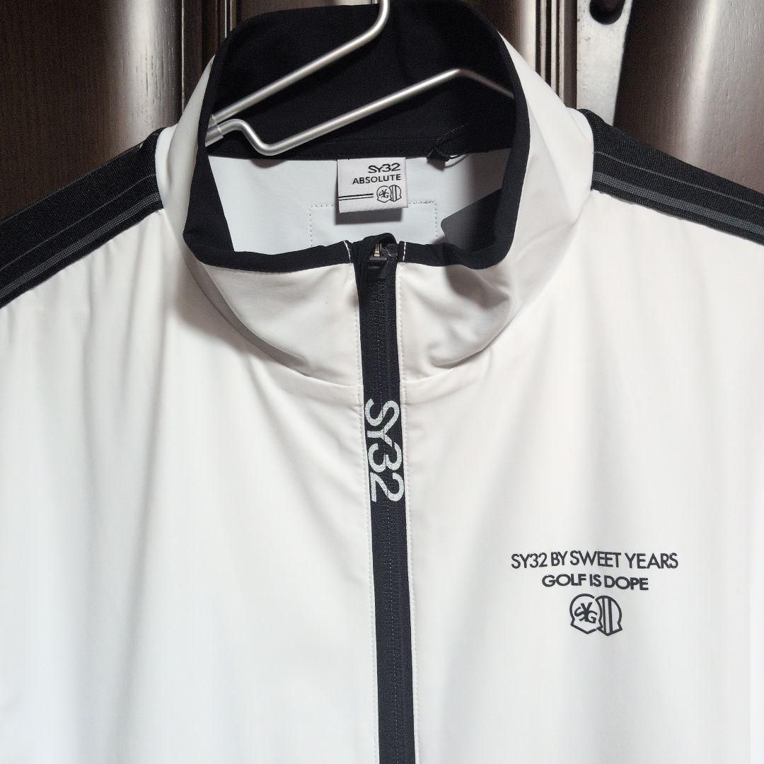 SY32:メンズ:Lサイズ:フルジップ　ストレッチ ジャケット:白