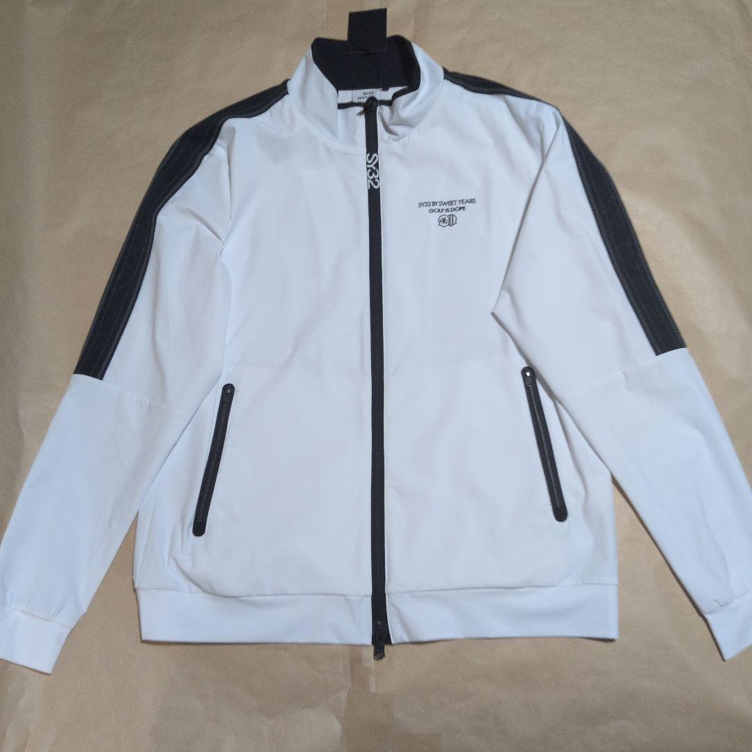 SY32:メンズ:Lサイズ:フルジップ　ストレッチ ジャケット:白