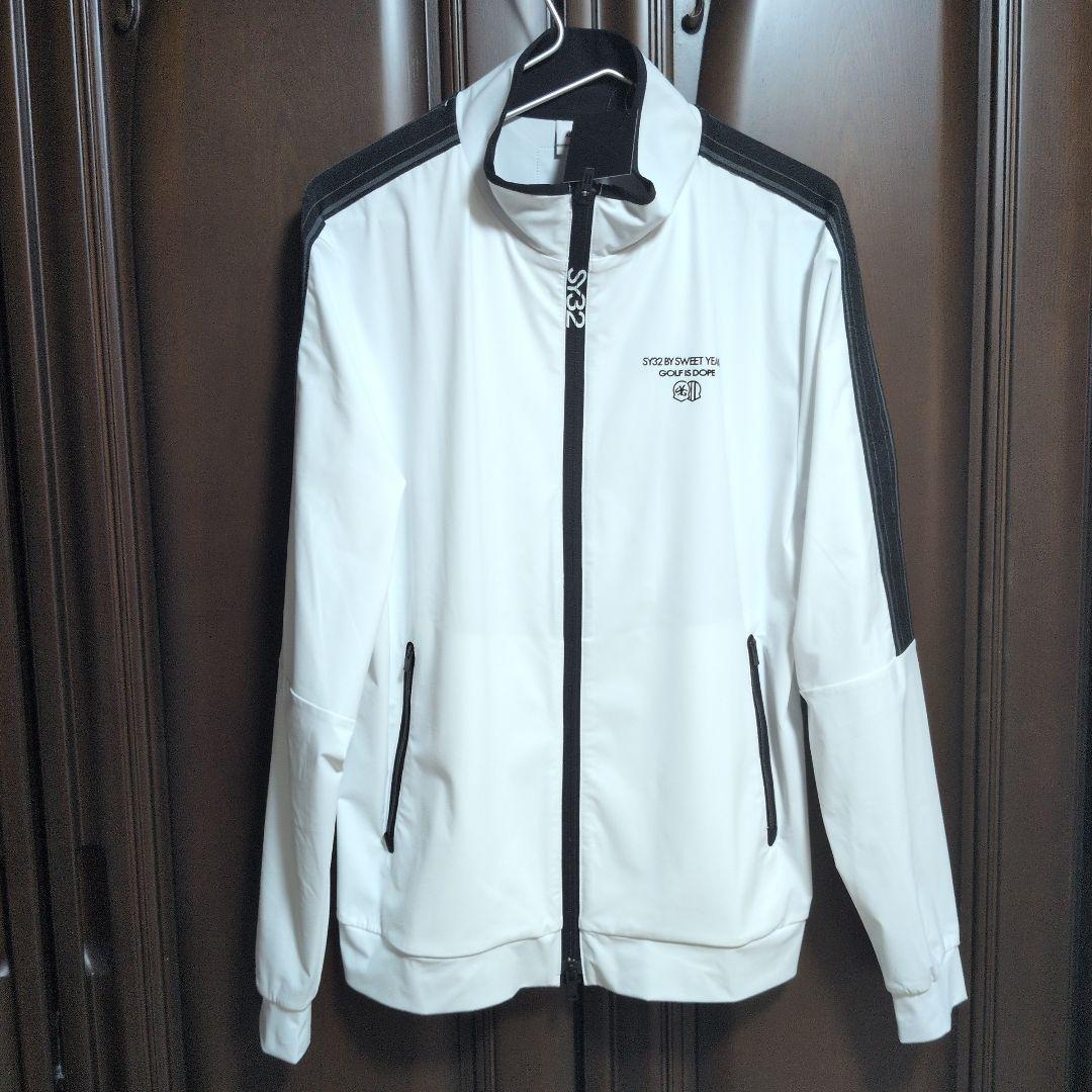 SY32:メンズ:Lサイズ:フルジップ　ストレッチ ジャケット:白