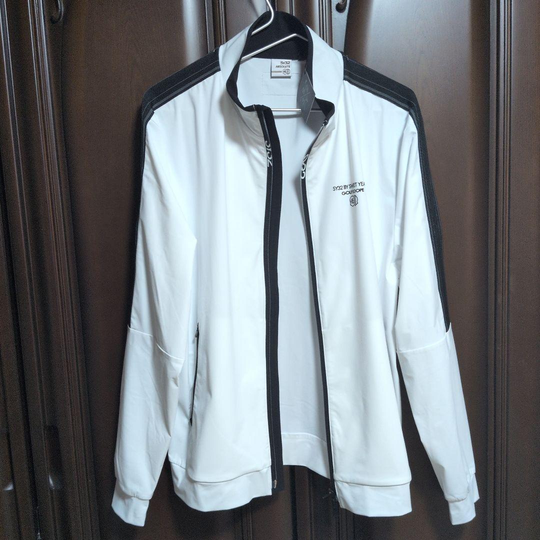SY32:メンズ:Lサイズ:フルジップ　ストレッチ ジャケット:白