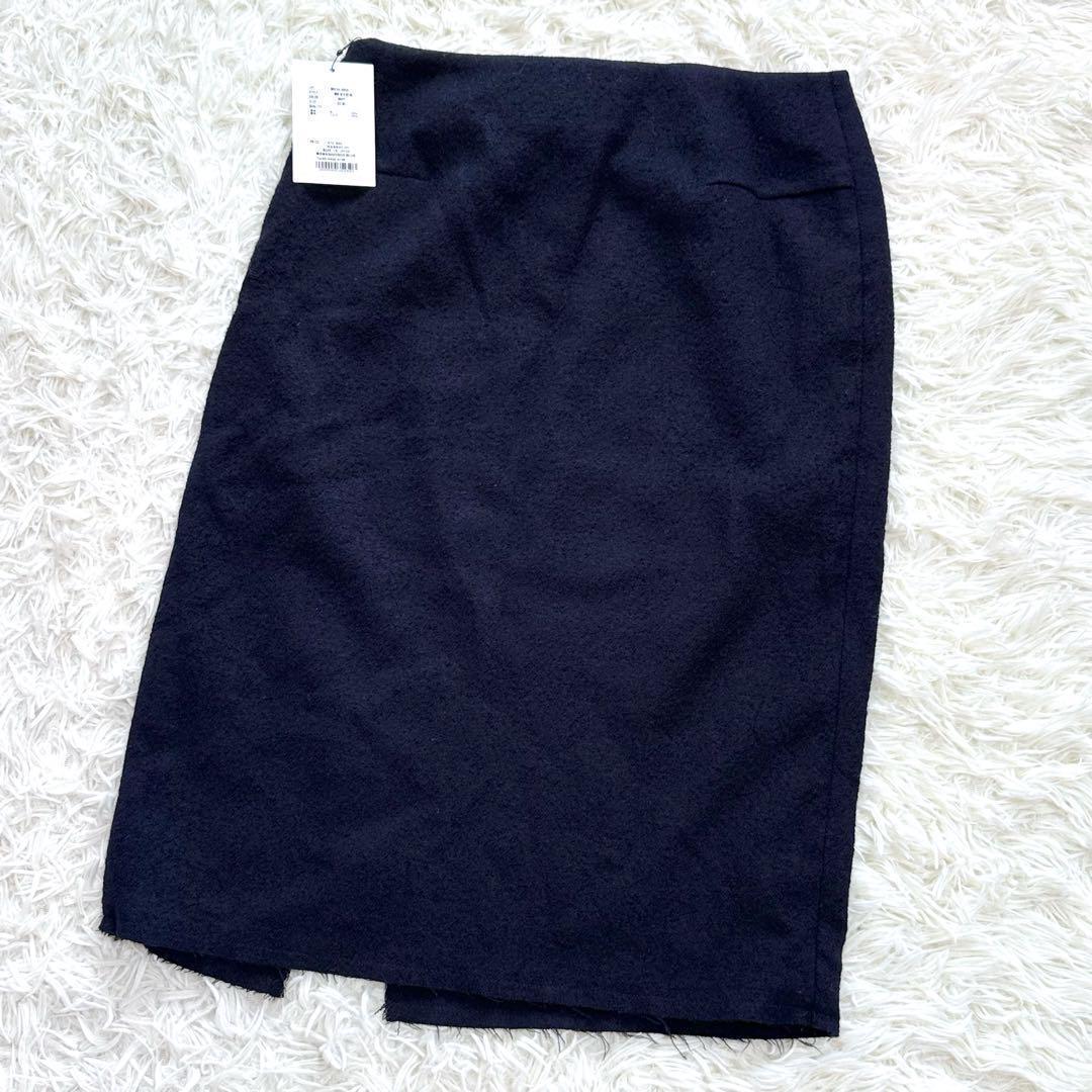 新品同等【23AW】マディソンブルー 縮絨 ラップスカート ネイビー タグ