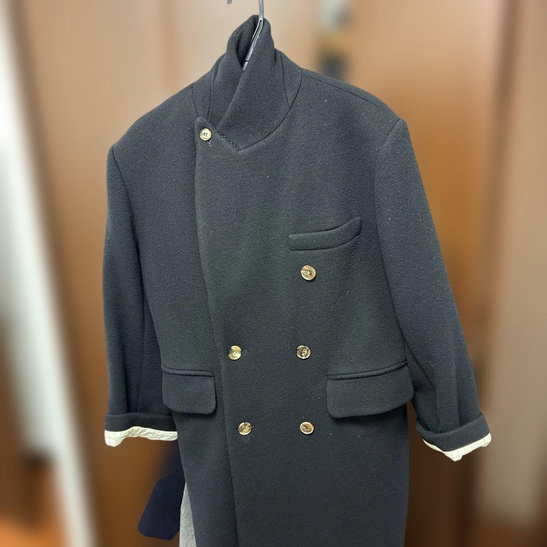 CLANE 黒 ダブルブレスト チェスターコート