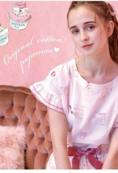◎新品 Laduree スクレ ラデュレ パジャマ フリル袖 Wガーゼ ホワイト