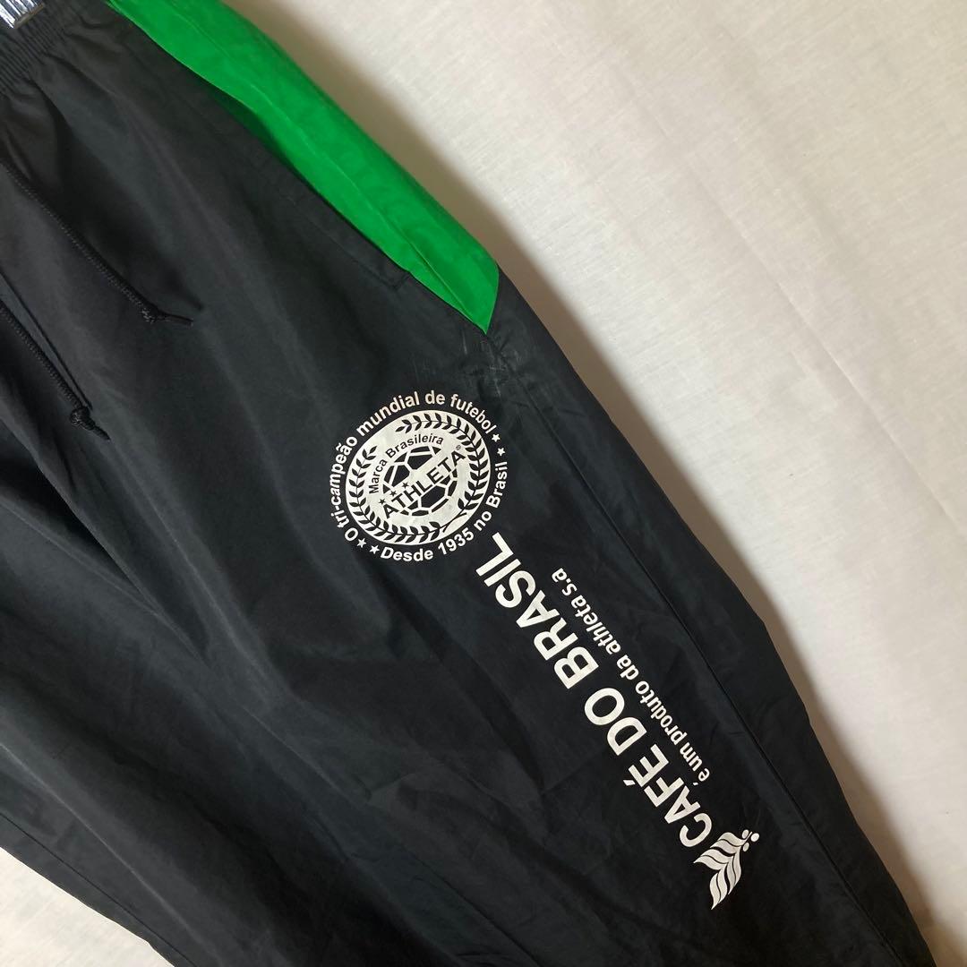 ATHLETAアスレタでかロゴブラックナイロンジャージ上下セットアップLサイズ