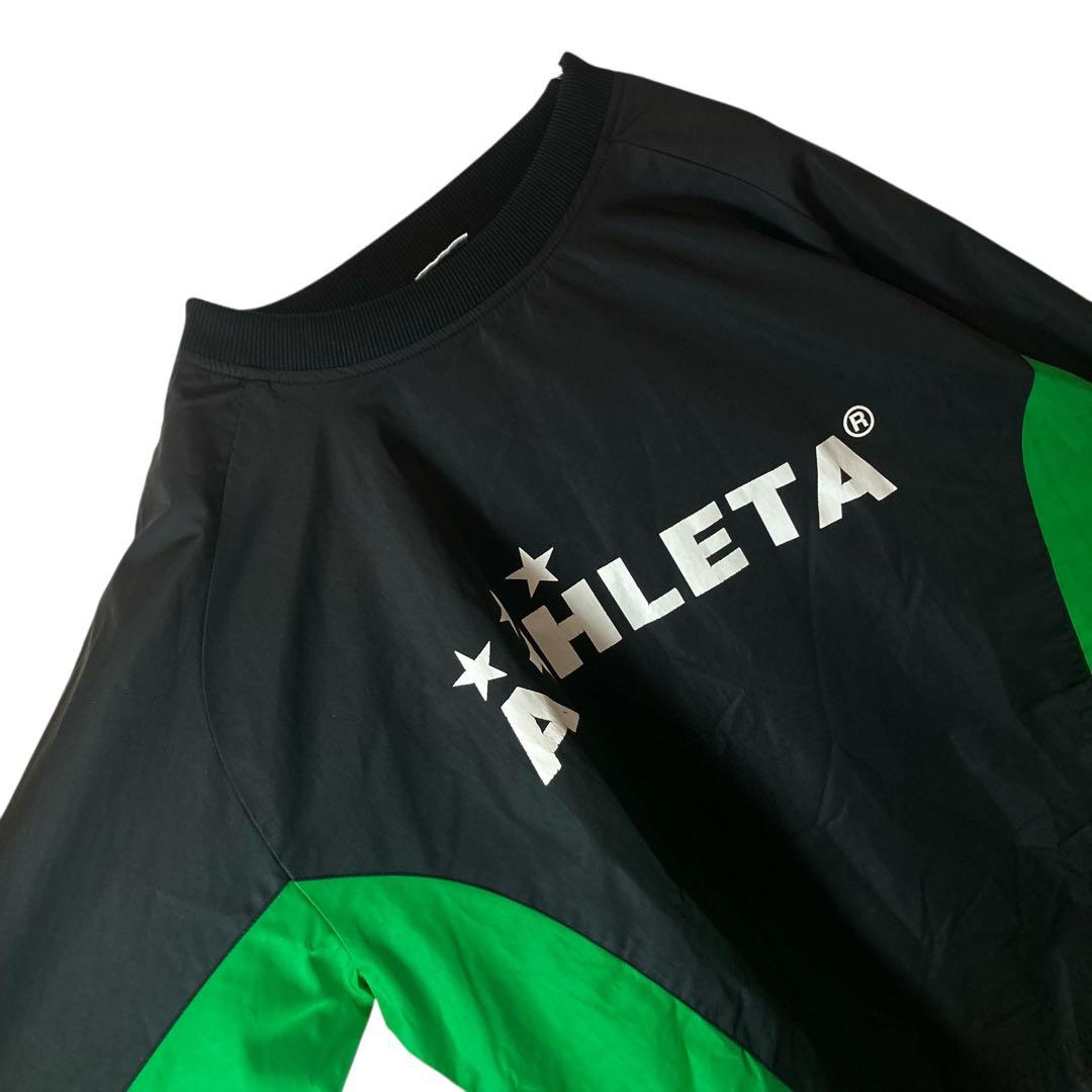 ATHLETAアスレタでかロゴブラックナイロンジャージ上下セットアップLサイズ