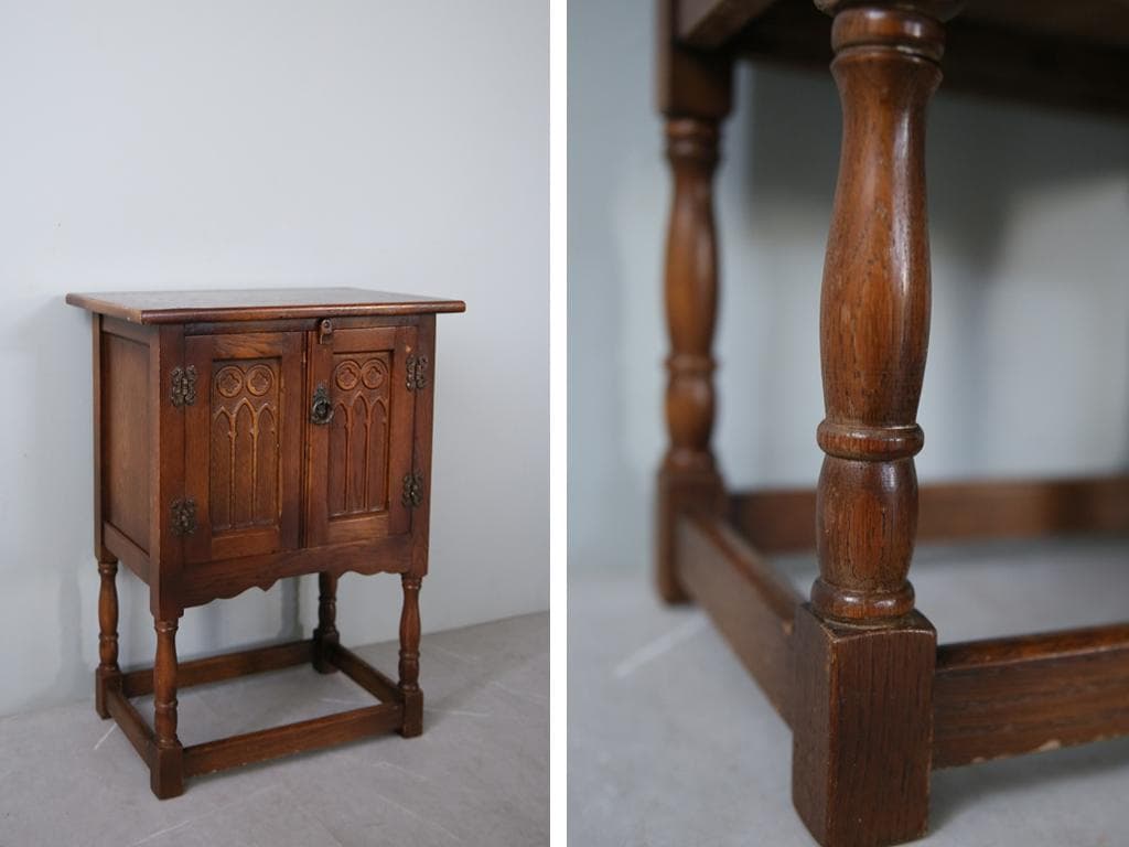 英国アンティーク木製カップボード/キャビネット/キッチン収納/飾り棚