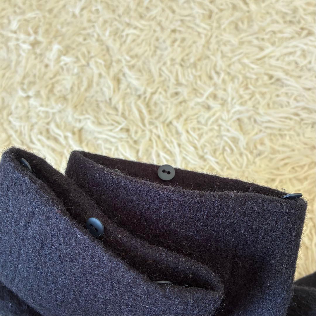 グレースコンチネンタル ノーカラーコート ウール アルパカ ダークネイビー