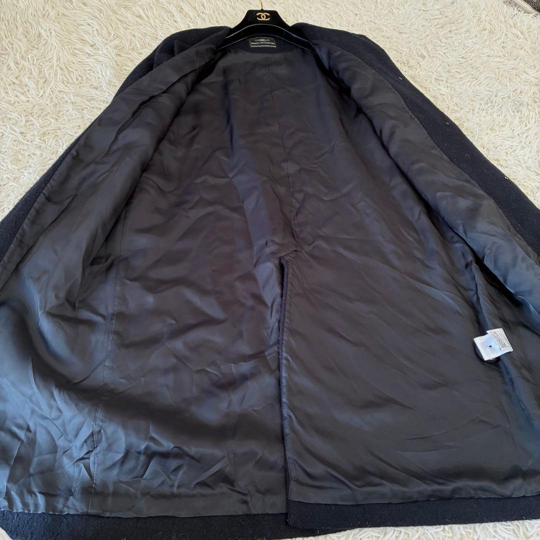 グレースコンチネンタル ノーカラーコート ウール アルパカ ダークネイビー