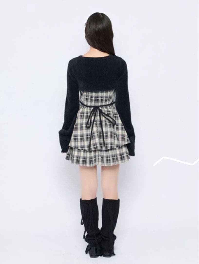 BUBBLES オープンネックギャザーワンピース