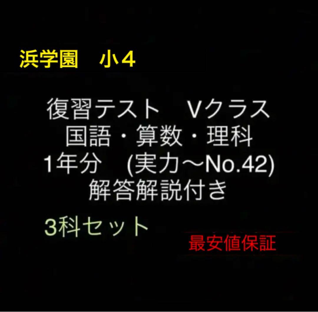 浜学園 小4 国語算数理科 Vクラス 復習テスト 実力〜No.42 解答解説