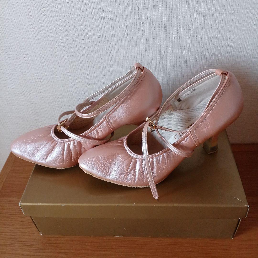 【Chacott 】新品未使用ピンク 社交ダンスシューズ23•5　ヒールカバー付