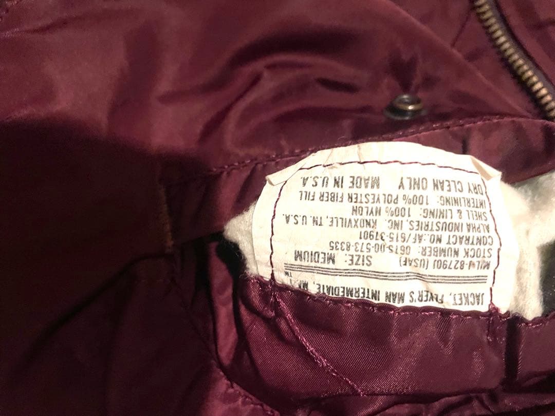 アルファ 80S MA-1 フライトジャケット メンズ バーガンディ