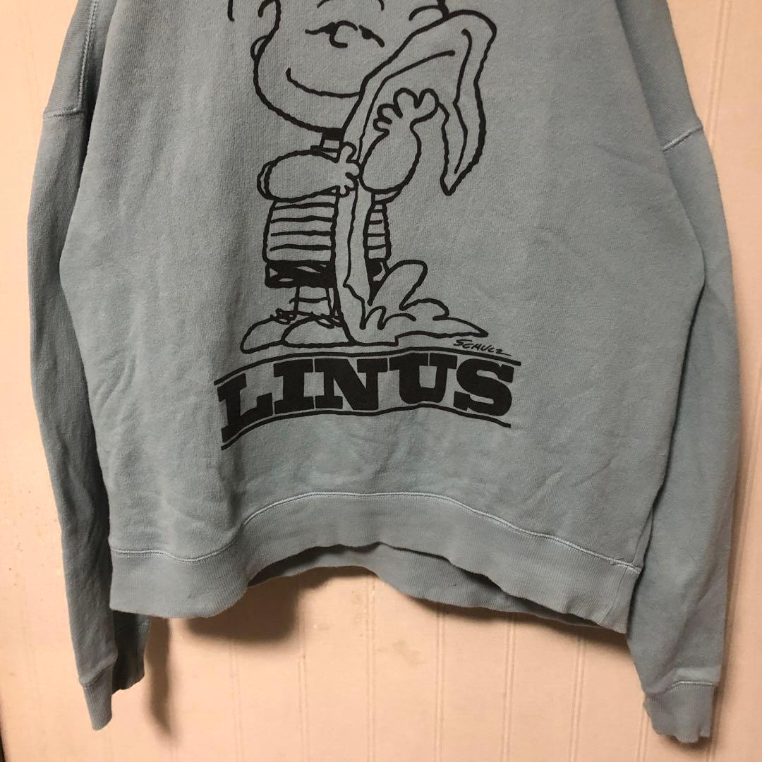 希少❗️Peanuts Linus ライナス スヌーピー スウェット 水色L - メルカリ