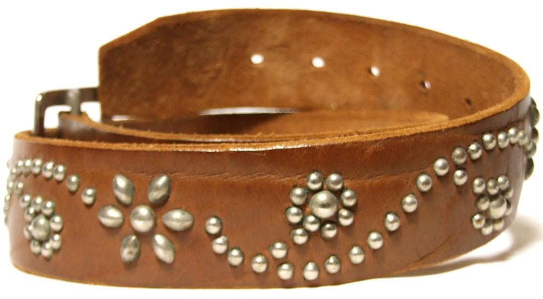 FLOWER STUDS BELT【S】LIGHT BROWN極美品