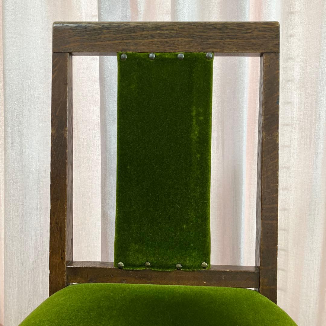 アンティークチェア　モケットグリーン