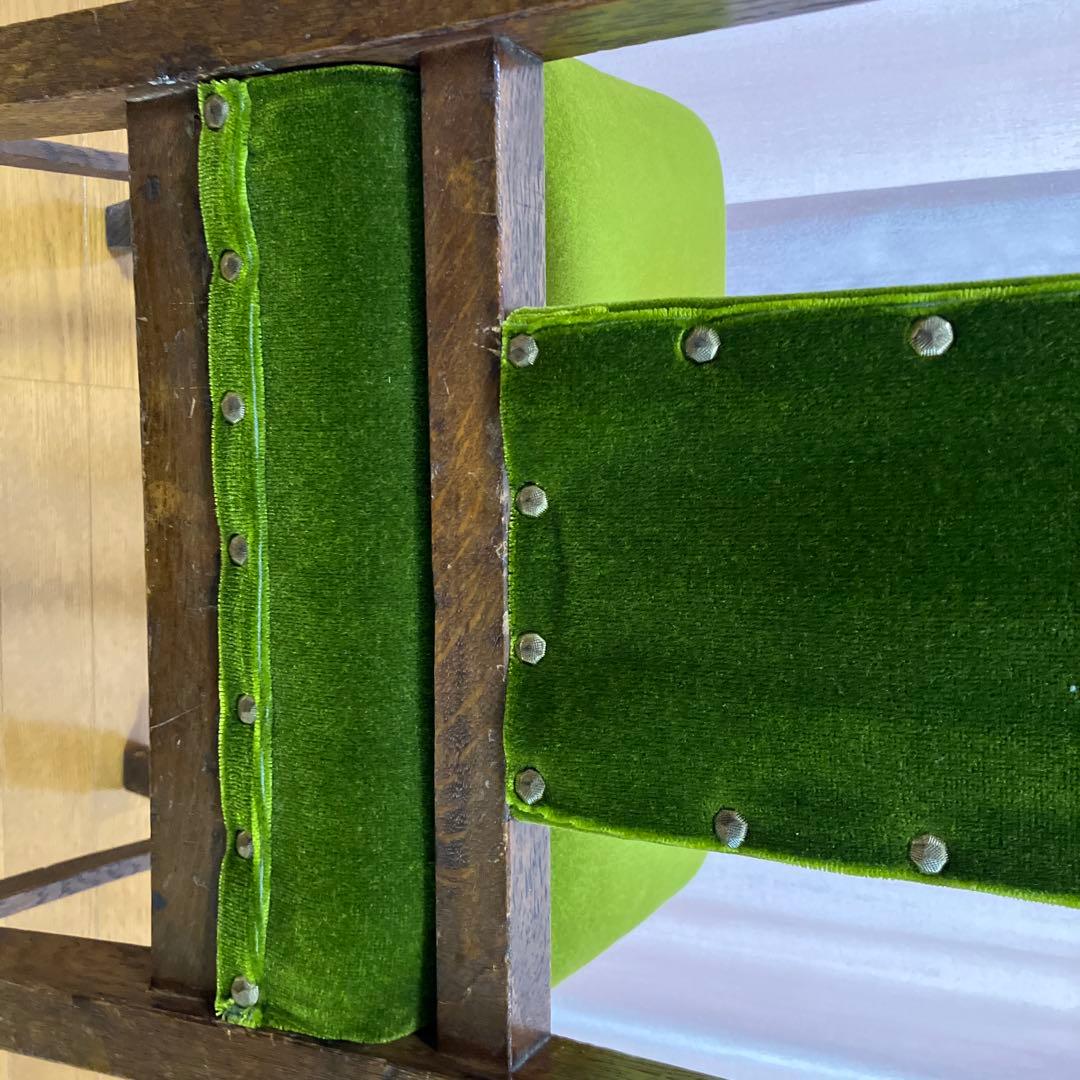 アンティークチェア　モケットグリーン