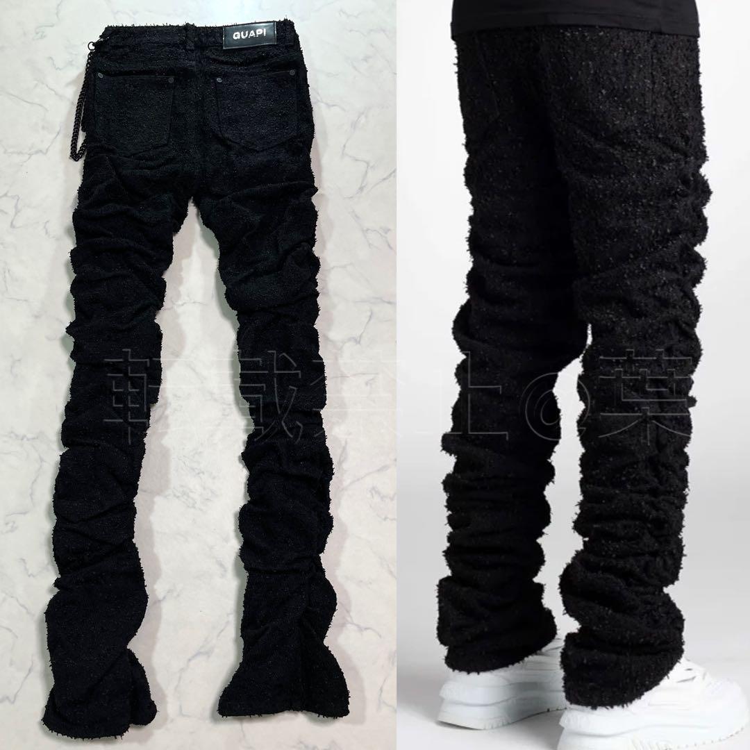 GUAPI グアピ オールブラック スーパースタックチェーンデニム 新品 28