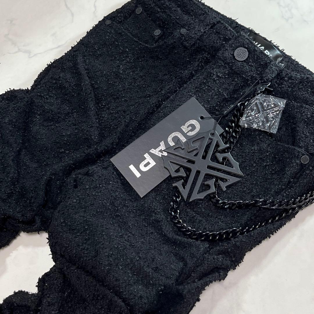 GUAPI グアピ オールブラック スーパースタックチェーンデニム 新品 28